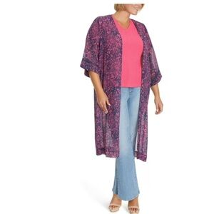 Jessica Simpson Women's Plus Floral Kimono - Pink Floral 1X NWT
